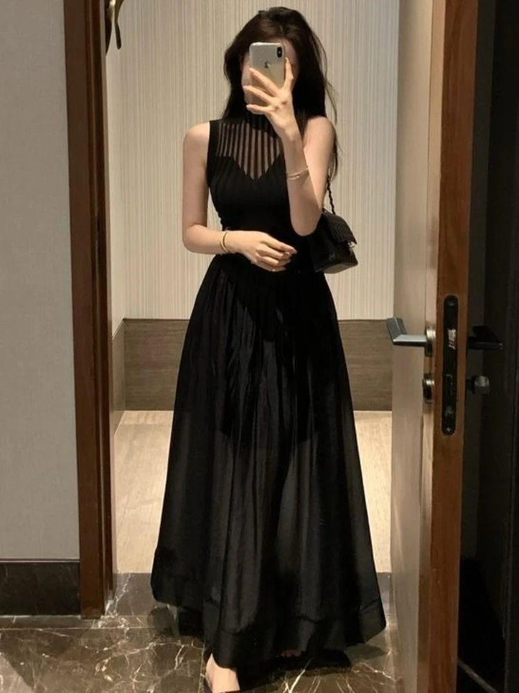 

Women's Two Skirt Piece Set Black Chic and Elegant Casual Summer Clothes 2025 Promotion Y2k Streetwear Female Outfits Sleeveless