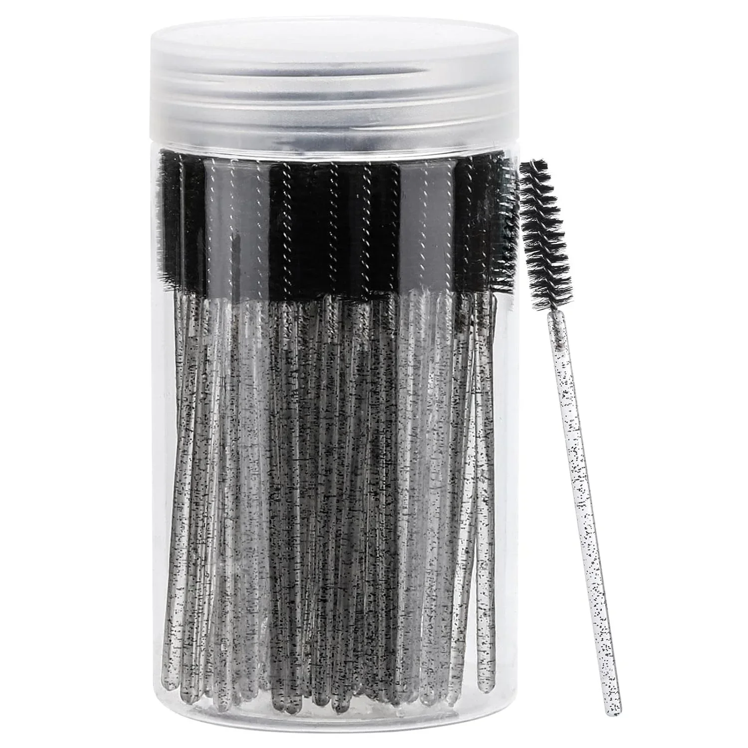 Bâtons noirs jetables pour les yeux, brosse à sourcils en cristal pour étendre les cils, brosse à mascara avec Extension de conteneur, 50 pièces