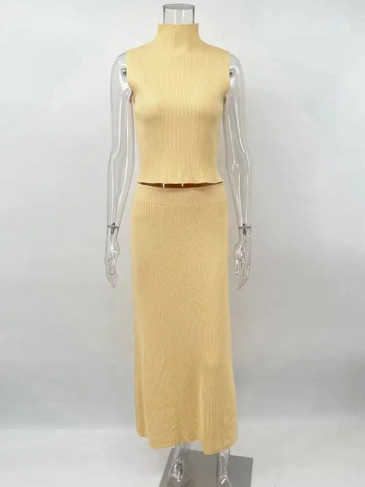 

Tossy Elegant Knitwear 2 Piece-Set Long Dress Female Ribbed Sweater Pullover And Loose Patchwork Maxi Skirt Sets Ladies Outfits
