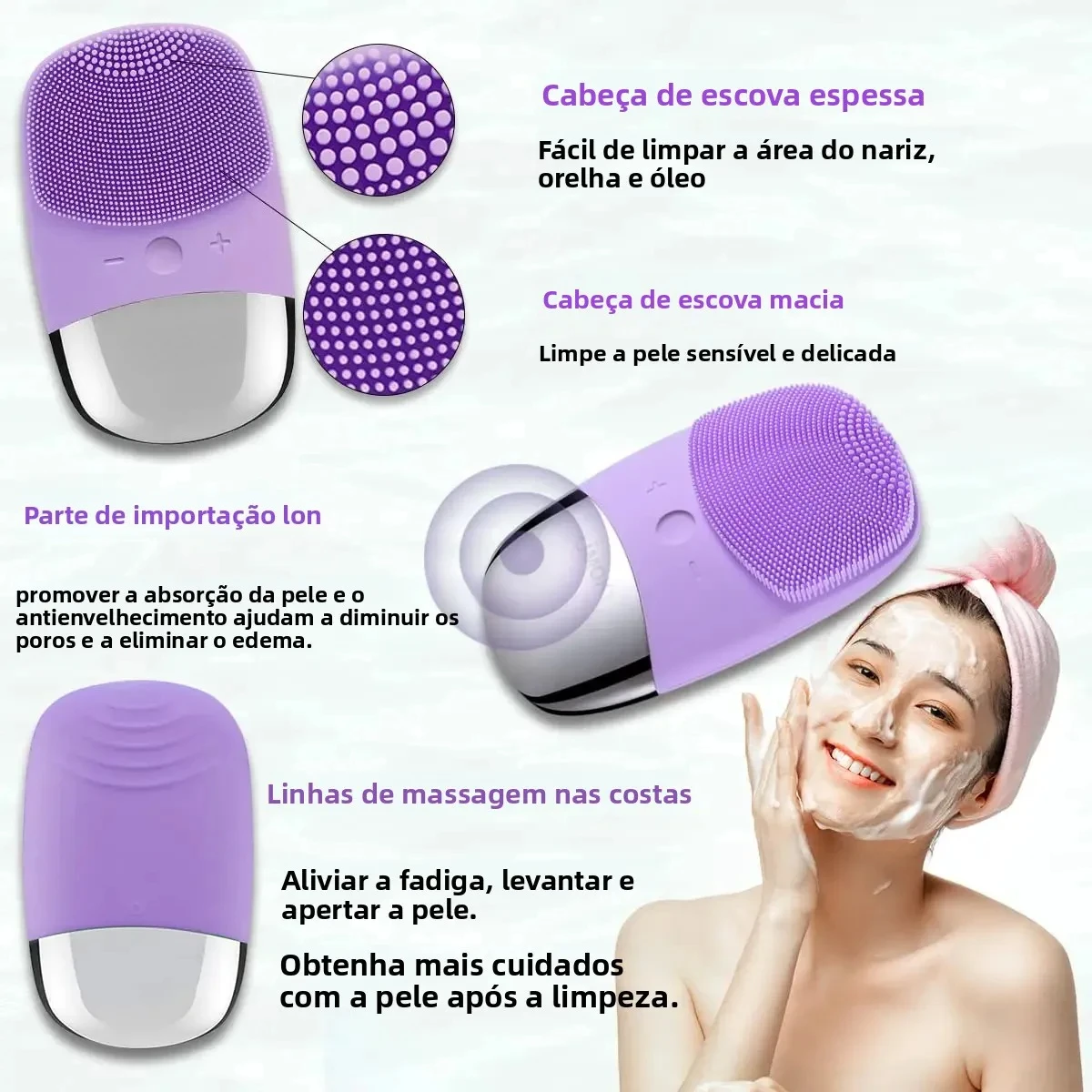 فرشاة تنظيف الوجه الكهربائية من السيليكون، جهاز تنظيف عميق لتدليك الاهتزاز بالموجات فوق الصوتية، قابل لإعادة الشحن عبر USB #3