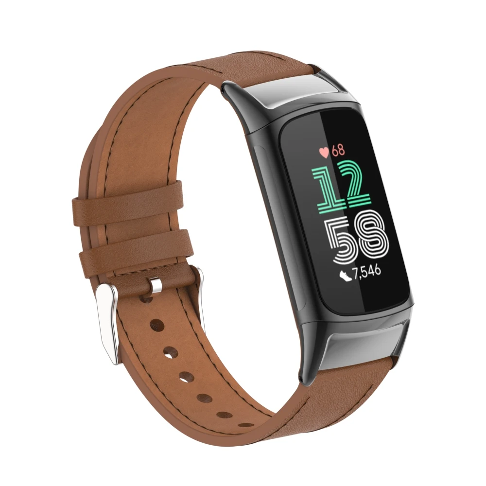 Fit Fitbit-Charge5/6 wristband, ultra-fiber leather wristband metal connector smart sports leather wristband