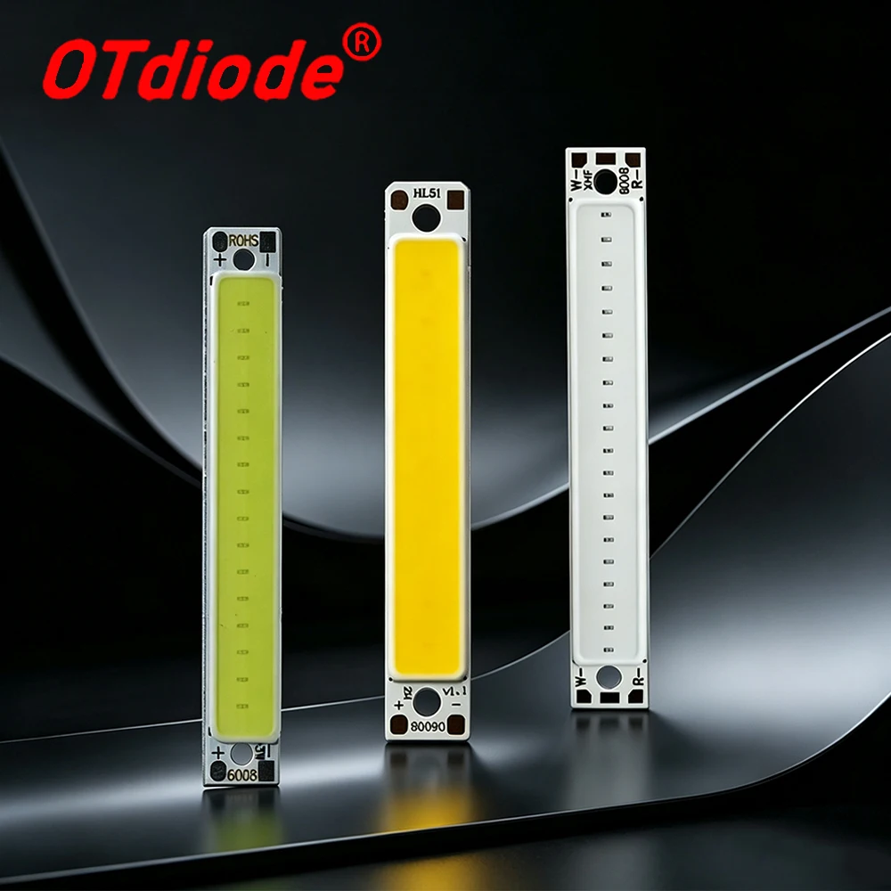 10-50PCS COB LED 3V-3.7V Light Cold Warm White Red Blue Dual Color Chip Board60x8mm Bar Lamp1W 3W For Decoration Wall Lamps Tube
