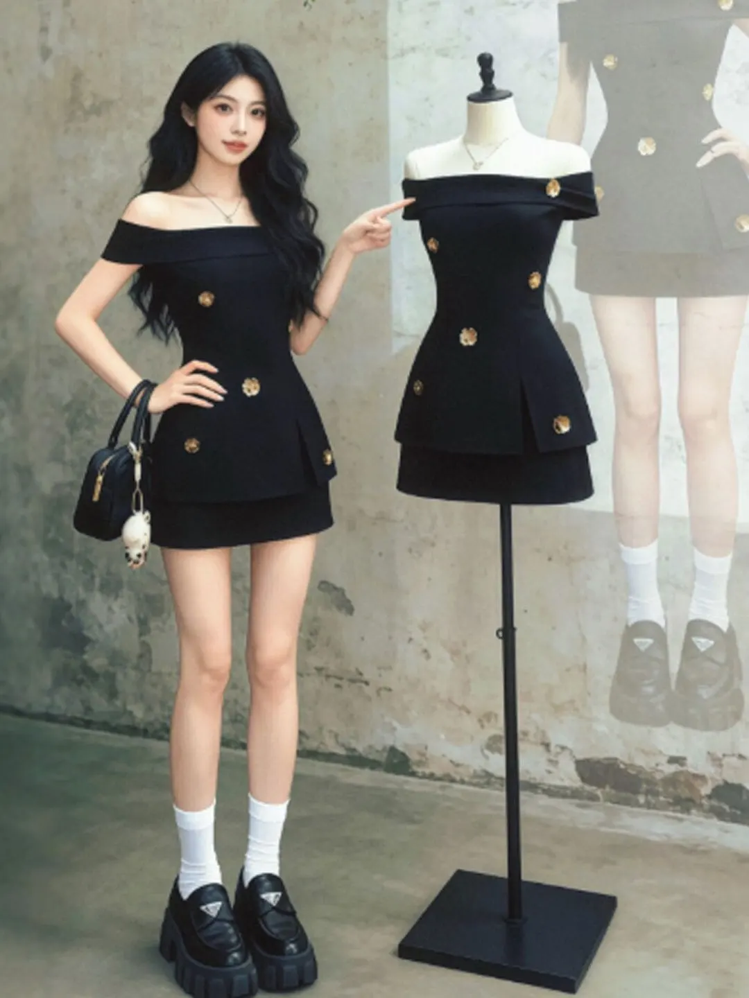 

Элегантный комплект в стиле Хебден: уникальный топ на одно плечо и юбка-полусолнце. Модный летний образ 2026 года.