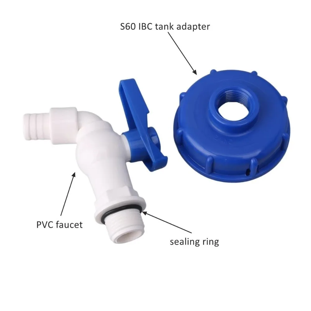 Leak-Proof IBC Tank Tap Adapter Valve Easy Open Close Plastic Nutrient Solution Faucet Acid Alkali Resistant Water Tank Faucet