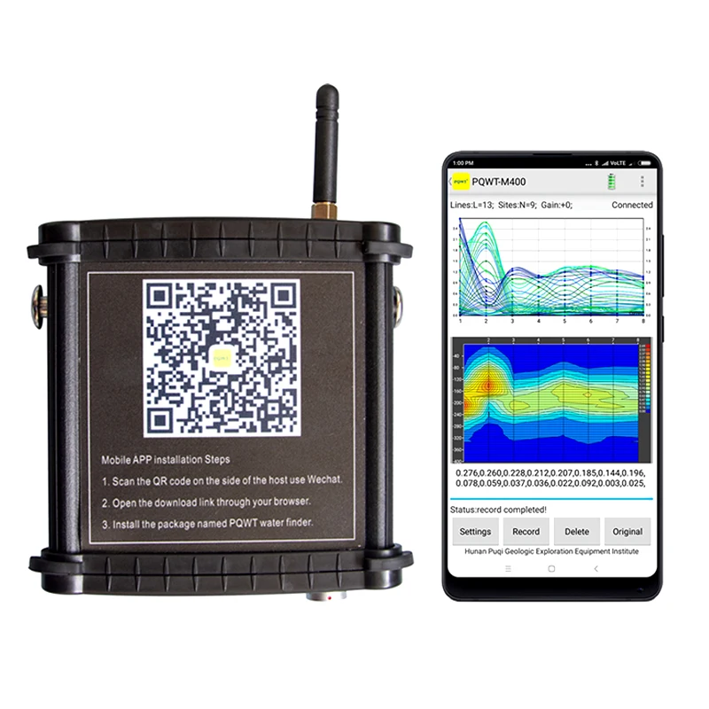 PQWT M100 Fresh Groundwater Detector 100m Borehole Drilling Mobile Underground Water Detector