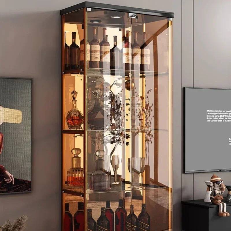 

Corner Glass Cabinet Display Living Room Bar Cabinet Luxury For Drinks Coffee Bar Table Station Wine Stand Whiskey Storage Mini