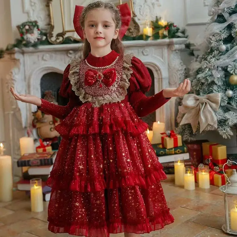 Teen Girl Clothes Children Flower Girl Wedding Dress Costume Bow Simple Kids Host Performance Outfit Birthday Party Pageant