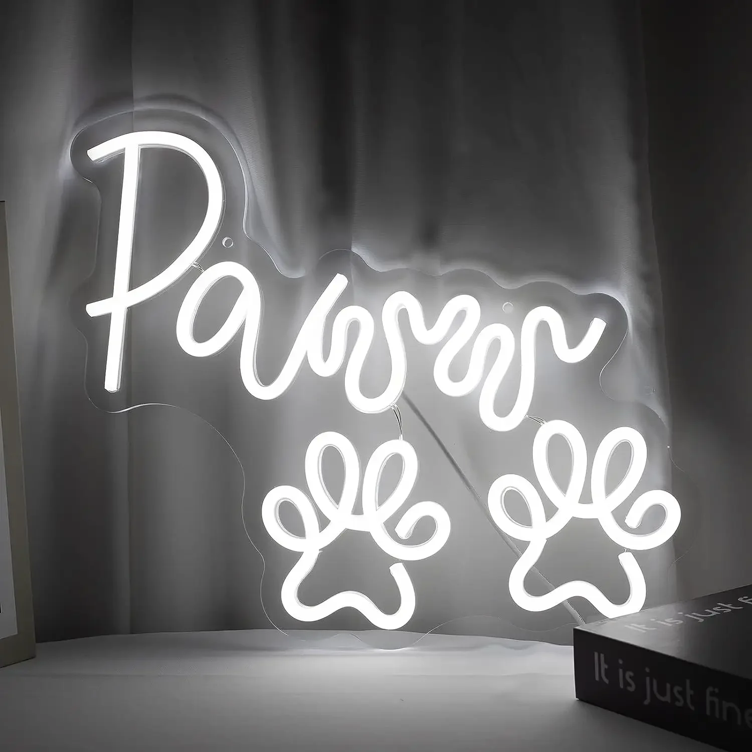 

Dog Paw Neon Light Signs for Wall Decor White LED Neon Lights Dimmable for Pet Shop Bedroom Pub Pet Clinic Coffee Bar Decor Gift