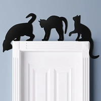 Halloween Wooden Door Frame Door Corner Sign Decoration Black Cat Spider Magic Witch Funny Wall Sticker Holiday Party Decoration