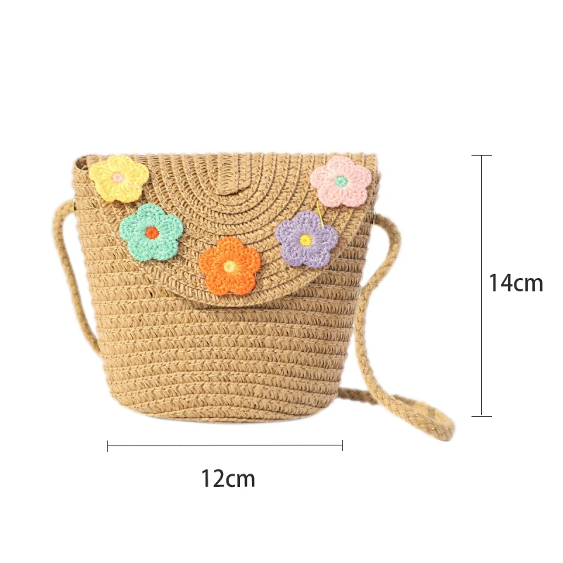 Nuova borsa a tracolla intrecciata in erba per bambini alla moda Mini Summer Flip Style Zero