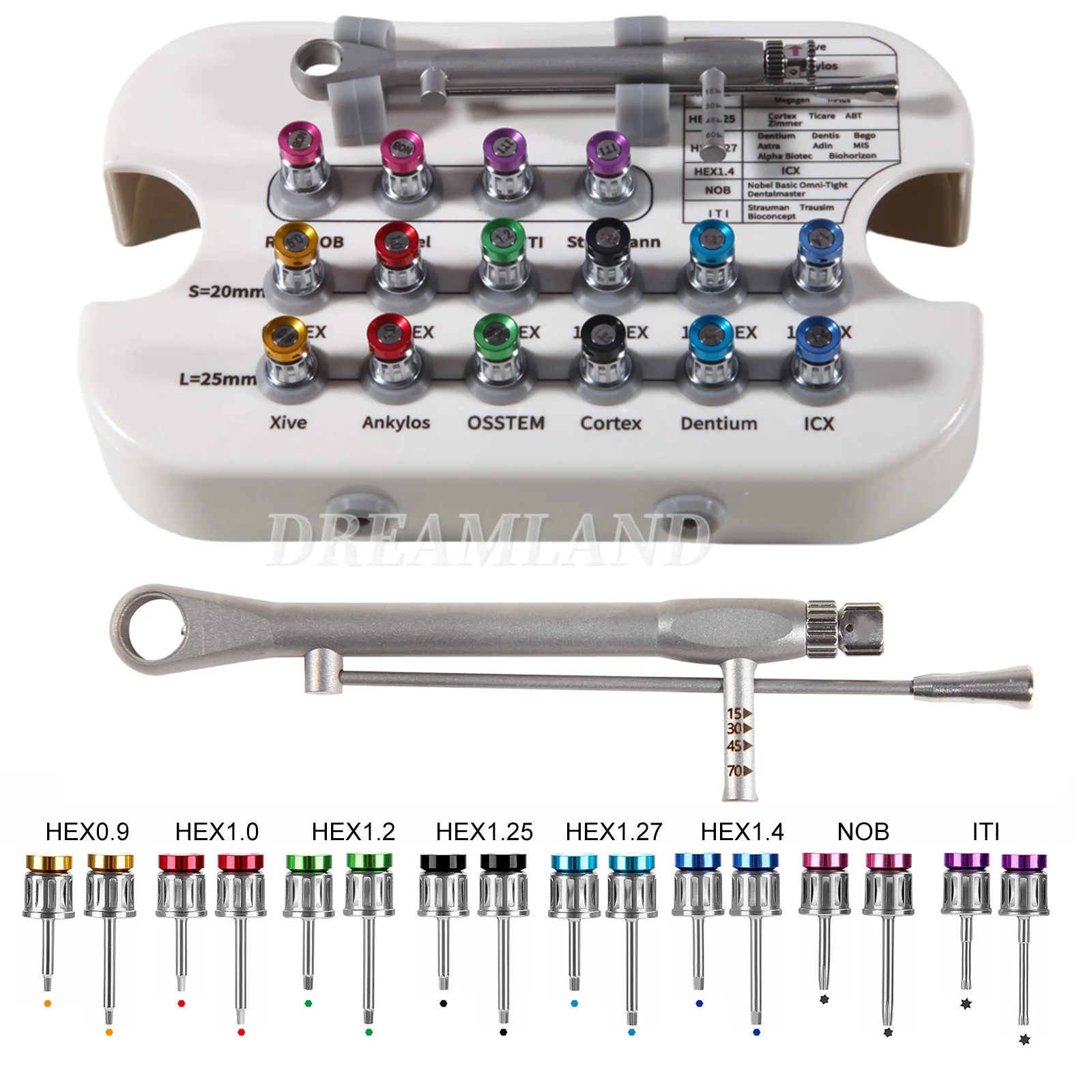 Dental Implantat Restaurierung Tool Kit Zahnmedizin Universal Implantologie Drehmoment Schraubendreher Schraubenschlüssel 10-70NCM Treiber Lange + Kurze