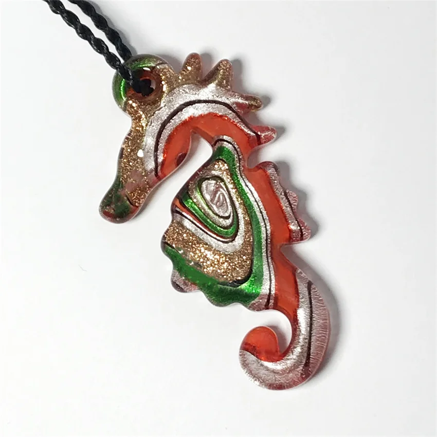 Handmade Murano Glass Hippocampus Pendant For Necklace  Jewelry