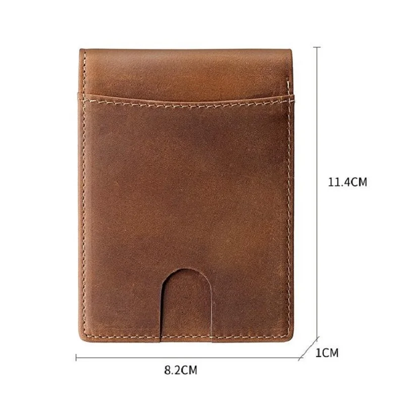 Vintage Money Clip Slim Minimalist Wallet for Men RFID Genuine Leather Wallets Men's Bifold Front Pocket Card Holder Purse