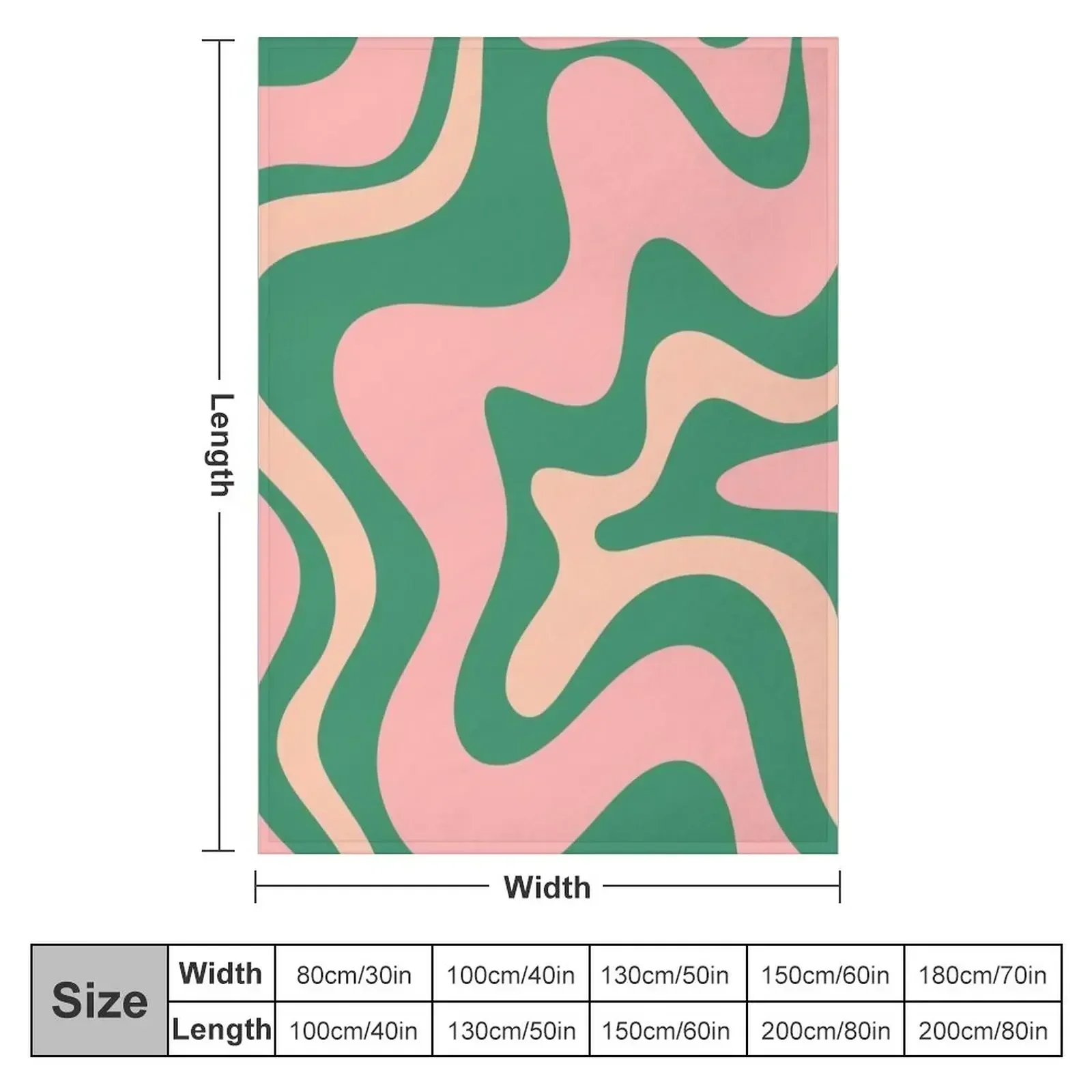 Liquid Swirl Contemporary Abstract Pattern in Blush Pink and Green Throw Blanket