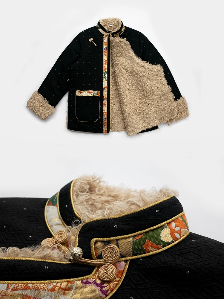 Cappotto tibetano retrò autunno e inverno costumi splendidi da donna giacca imbottita in cotone stile cinese abbigliamento