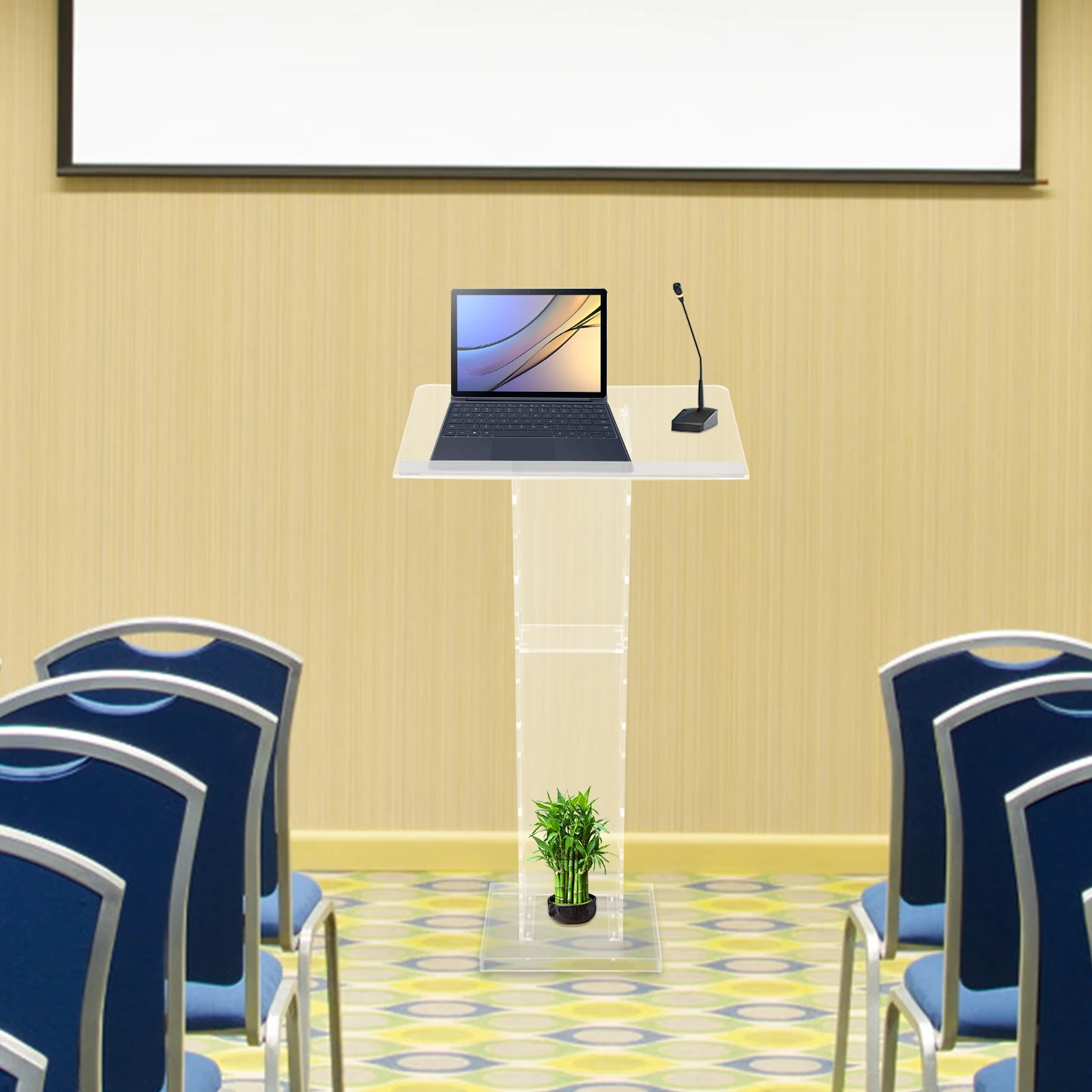 Acrylic Lectern Transparent Without Light Screw Fixed Version Non-deformable & Non-toxic Podium For Schools, Churches, Embassies