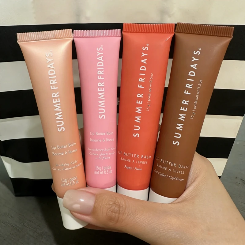 NUEVO Set de Mini Brillo Labial Summer Fridays, Bálsamo Labial Color Beige Vainilla, Humectante de Larga Duración, Suave, en Tubo, Maquillaje, Cuidado Labial