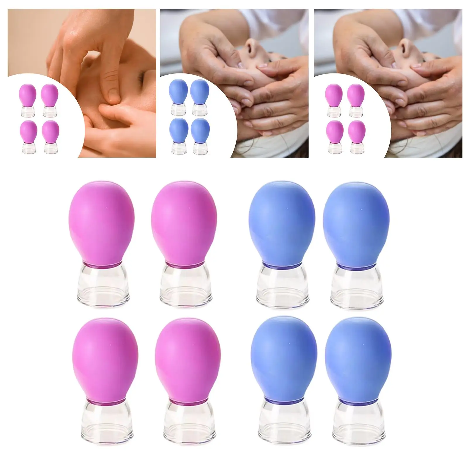 

4x Facial Cupping Set Massage Therapy Vacuum Suction Massaging Face Body Eyes Easy to Carry Facial Cupping Therapy Set