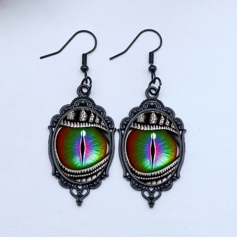 Black Gothic Evil Eye Earrings, Men's and Women's Fashion, Pagan Witch Jewelry Accessories Gifts, Longan is Jewelry