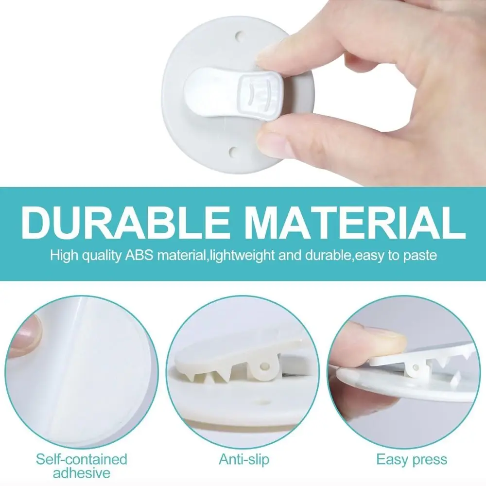Reusable Self Adhesive Shower Curtain Clips Waterproof White Shower Curtain Weights Plastic Material Windproof Clips Home Shower