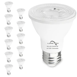 12 Pack PAR20 LED Bulbs 5000K Daylight White Dimmable 7W 600LM 50W 60W Halogen Equivalent E26 Spotlight Indoor Outdoor