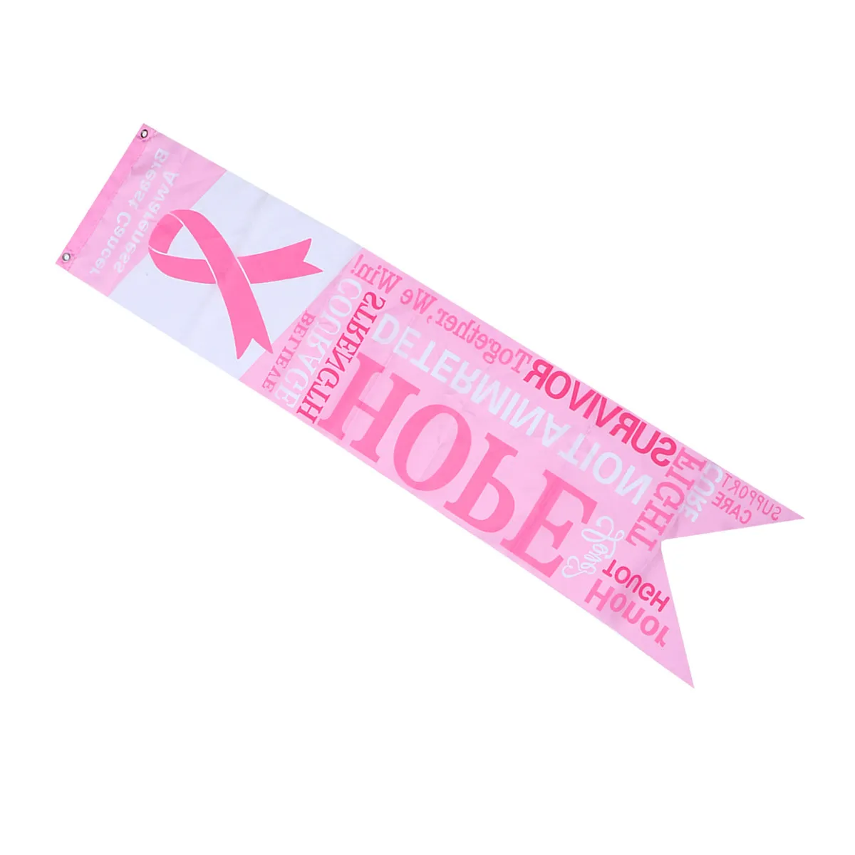 2Pcs Pink Ribbon Banners Awareness Decor Wall Door Window Table Backdrop Photo Prop Hanging Flag