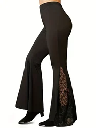 Women's Lace Hollow FLARE PANTS For Women With Slim Fit High Waist Casual Comfort And High Elasticity Bell-Bottoms