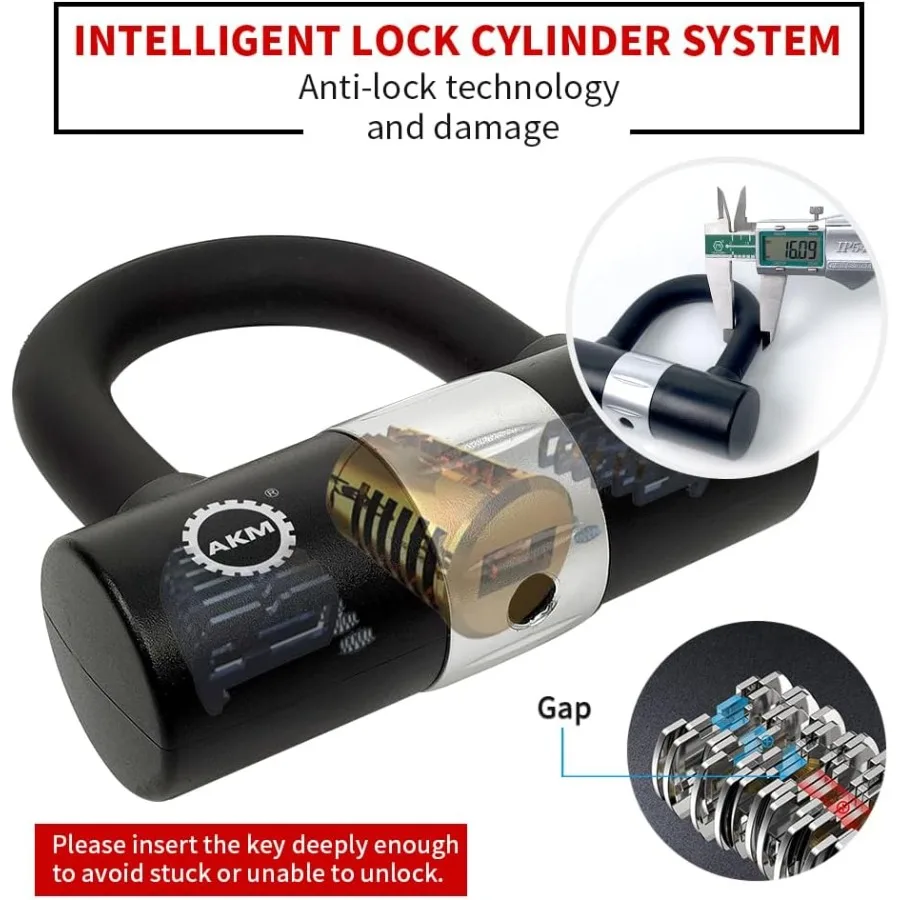 قفل دراجة مضاد للسرقة شديد التحمل بطول 3 أقدام بطول 90 سم مع سلاسل متينة سميكة 10 مم وقفل U 16 مم للدراجات النارية والدراجات النارية