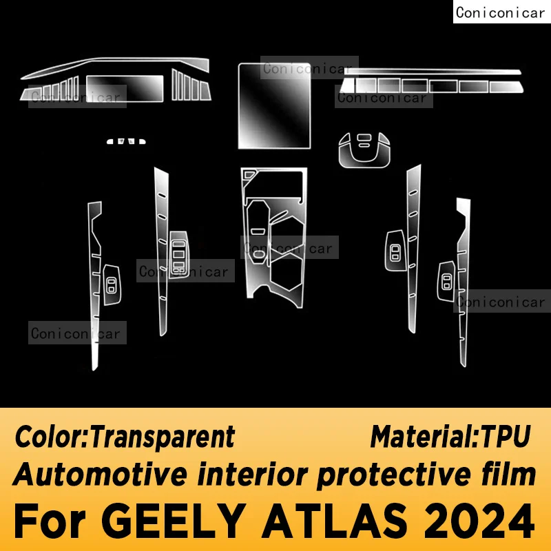 For GEELY Atlas 2024 Gearbox Panel Navigation Automotive Interior Screen TPU Protective Film Cover Anti-Scratch Accessories