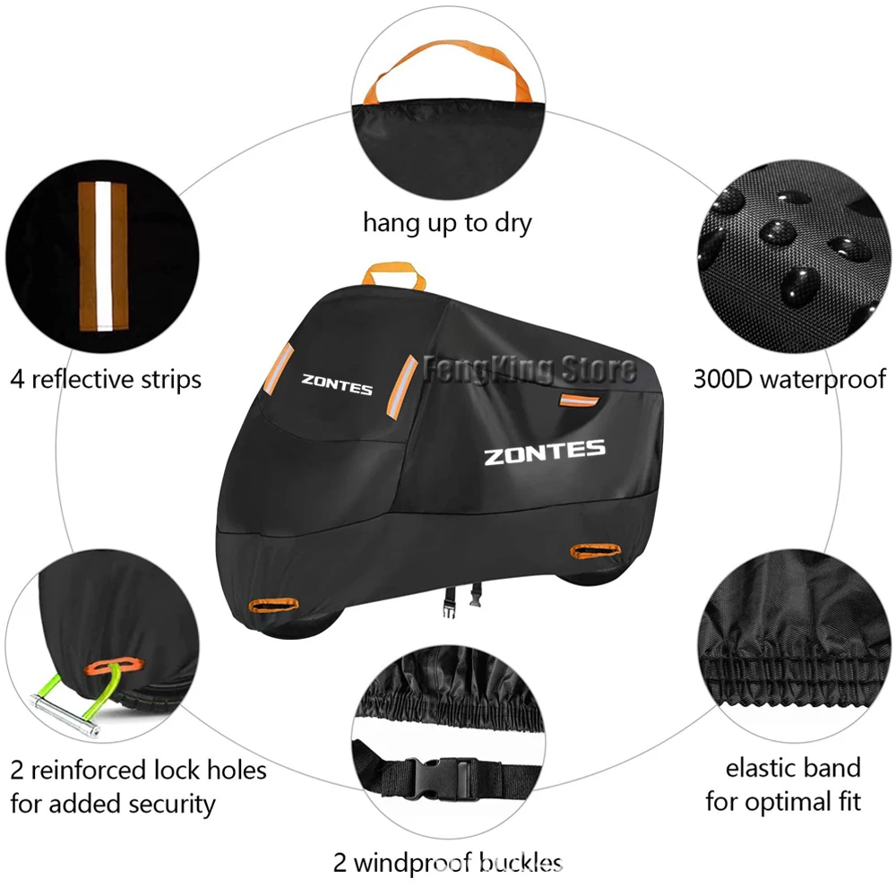 Pour ZONTES 350 GK ABS GK-125 Moto Couverture Étanche Extérieure Scooter UV Protecteur Pluie Couverture