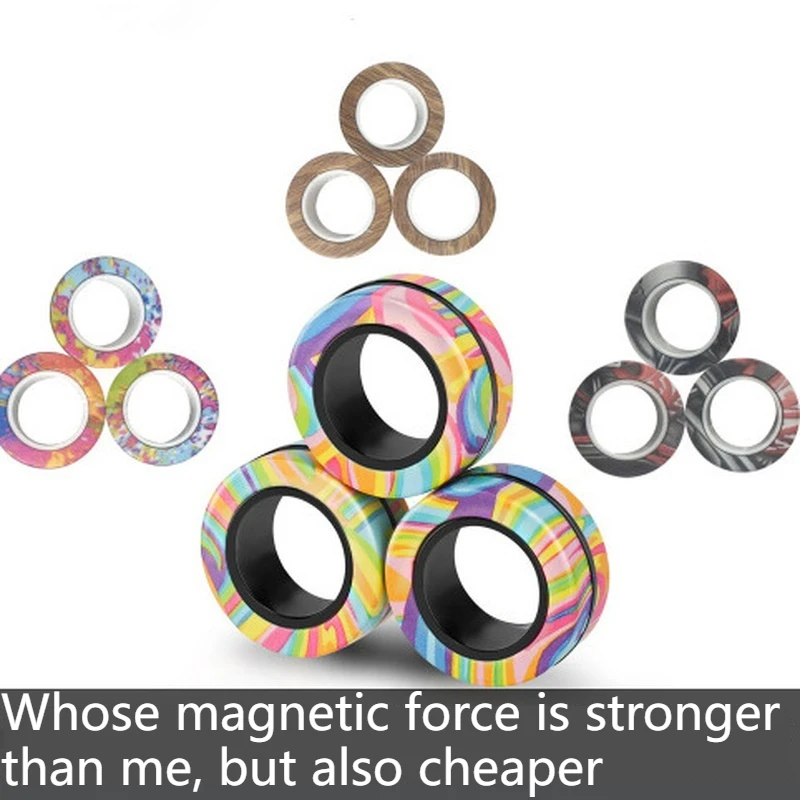 

Magnetic Rings Fidget Toy Set Adult Fidget Magnets Spinner Rings Fidget Pack Great Gift for Adults Teens Kids (3PCS)