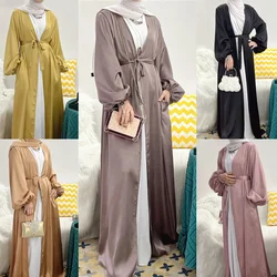 Eid Open Abaya Dubai Muslim Hijab Dress Bubble Sleeve Summer Turkey Abayas for Women Islamic Clothing Kimono Femme Musulmane