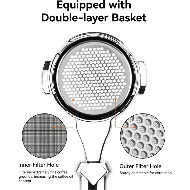 MUVNA Lucifer E61 58mm Bottomless Portafilter 2 Ears For E61 Groupheads/Rocket/Gemilai/Sanremo/Ascaso/Slayer/ECM Coffee Machines