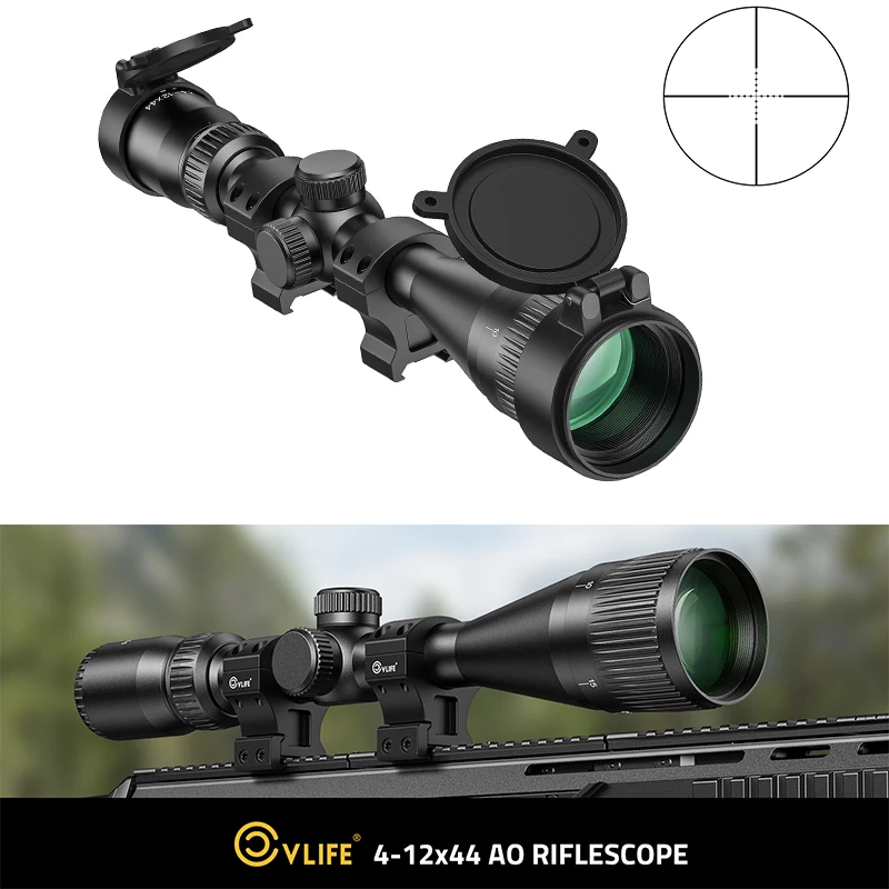 

CVLIFE 4-12x44 AO Rifle Scope Mil-dot Reticle Optics Sight - 1-inch Tube Riflescope for 20mm Picatinny Rail - Second Focal Plane