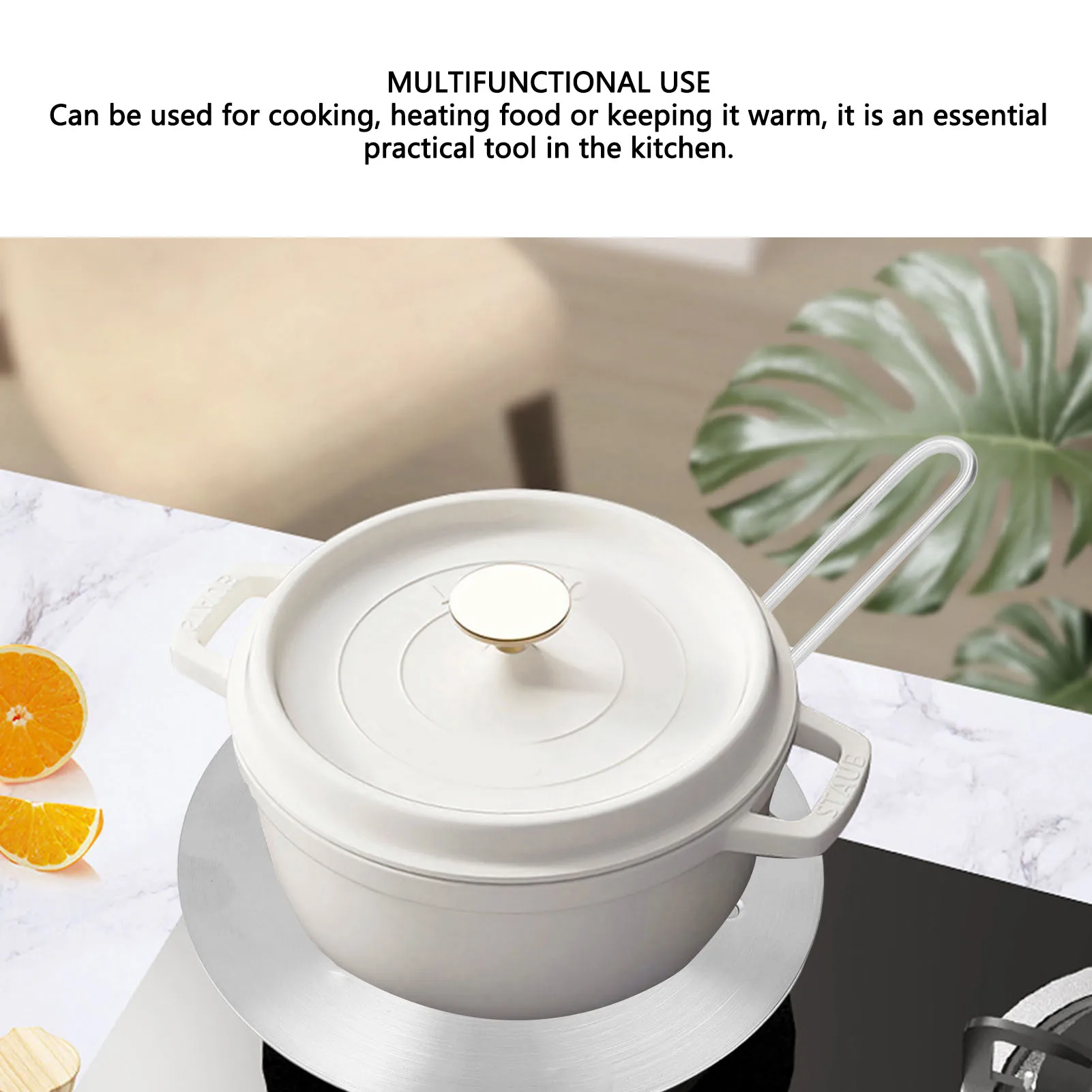 Stainless Steel Induction Plate Heat Diffuser Round with Handle Fast Heat Conduction Rustproof for Induction Cooker Gas Electric