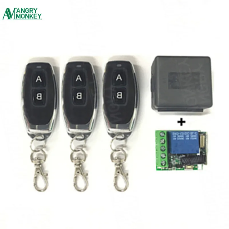 433Mhz Universal Wireless Remote Switch DC 12V 1CH relay Receiver Module and 4 pieces RF Transmitter 433 Mhz Remote Controls