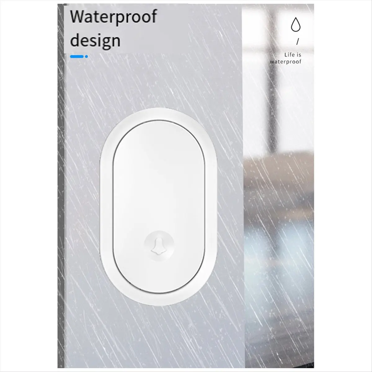 *A* 300M Wireless Doorbell Home Waterproof Battery Powered Smart Home Door Bell Chime Kit Black