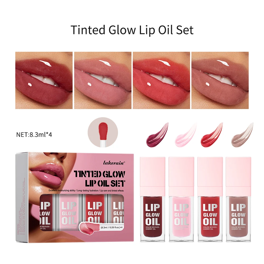 4pcs/set magic makeup Hydrating Jelly Lip Oil long-lasting Moisturizing smooth shimmering Lip Hydrating Liquid Gloss Lip lipglos