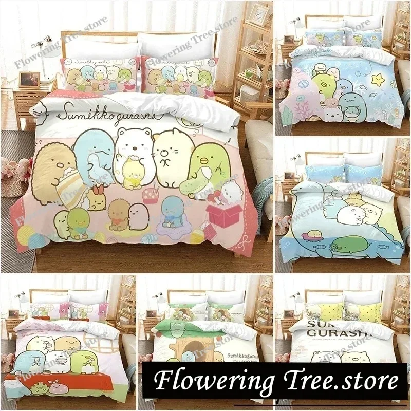Anime Sumikko Gurashi Cartoon Bedding Set Duvet Cover Bed Set Quilt Cover Pillowcase Comforter king Queen Size Boys Adult