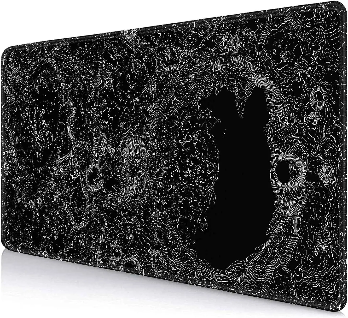 

Large Mouse Pad Mat 35.4x15.7 in Full Desk Mousepad XL Extended Gaming Mouse Pad - Black and White Topographic Map