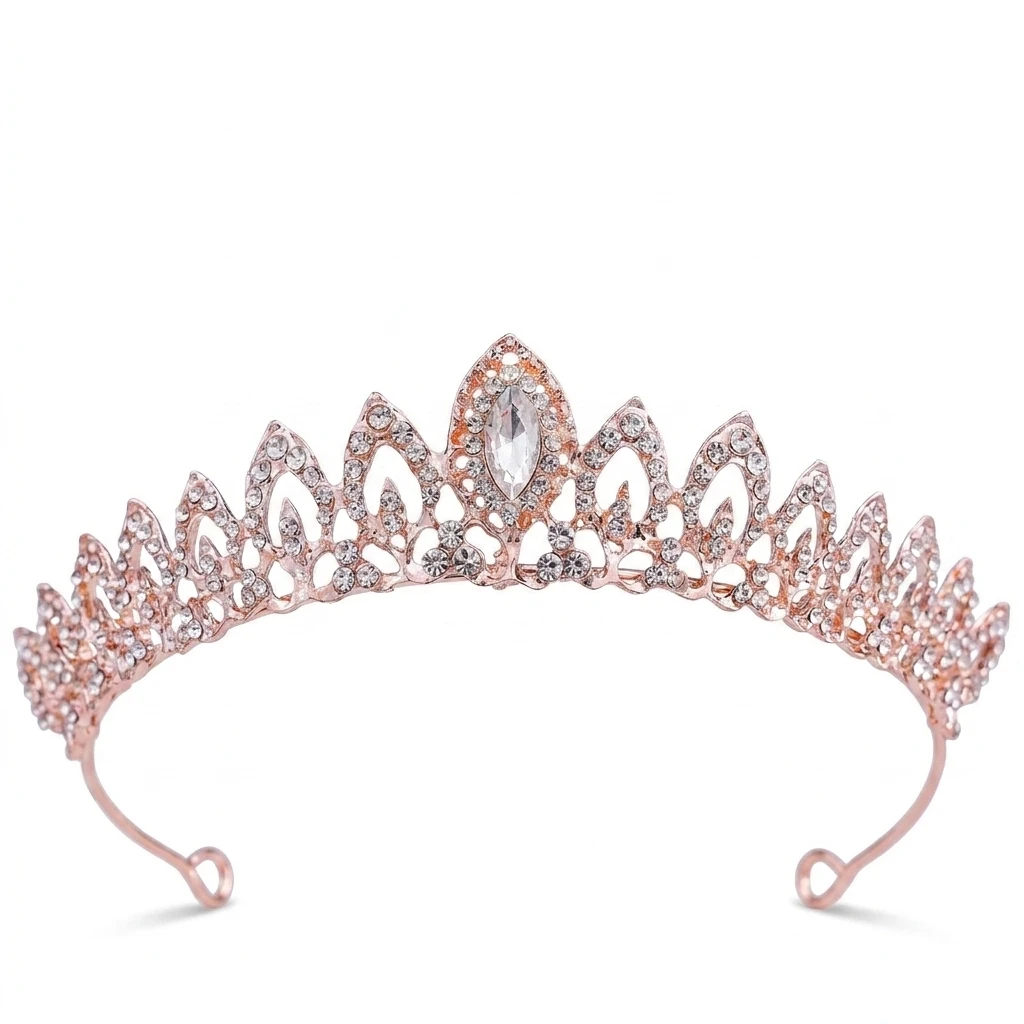 Elegant Crown Leaf Rhinestone Headpiece for Bridal Wedding Ceremony Party Accessories Graceful Alloy Crystal Hair Jewelry
