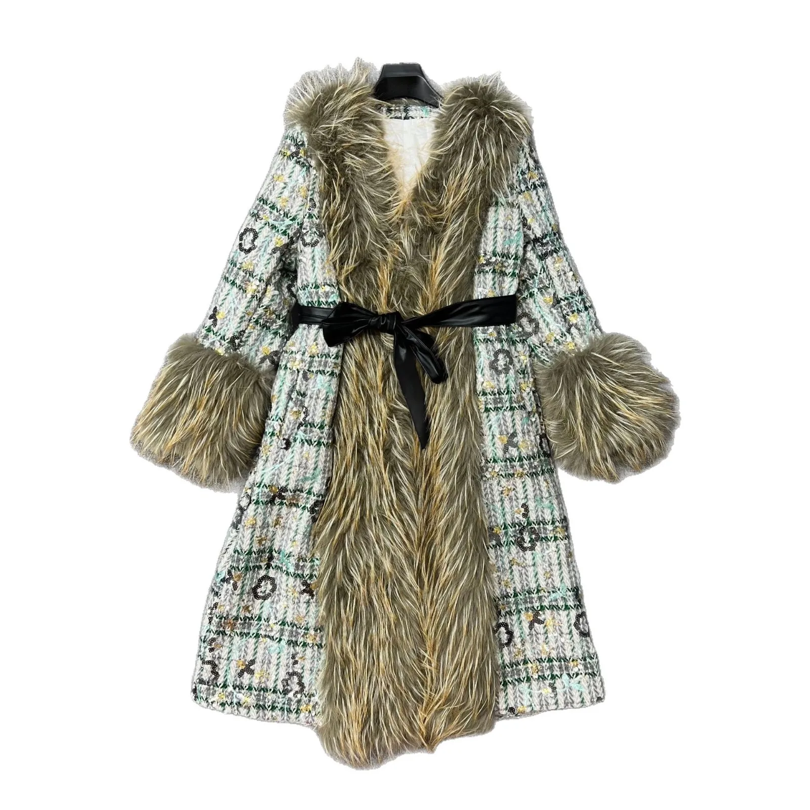 2025 شتاء جديد فو الفراء المرقعة سميكة معطف الموضة للنساء أنيقة سترة فضفاضة غير رسمية معطف الشتاء النساء