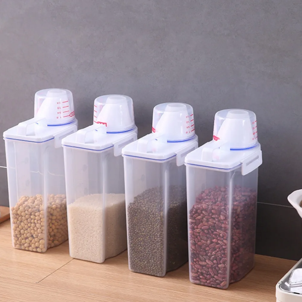 1/4pcs 5.5 pound rice sealed dry grain storage container, thickened plastic transparent food storage box with dumping port