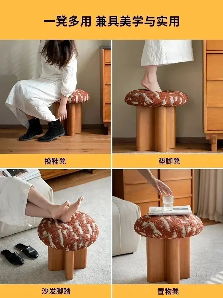 دواسة غرفة المعيشة على شكل فطر، مقعد خشبي على الطراز القديم، مقعد غرفة نموذجي للسرير والإفطار