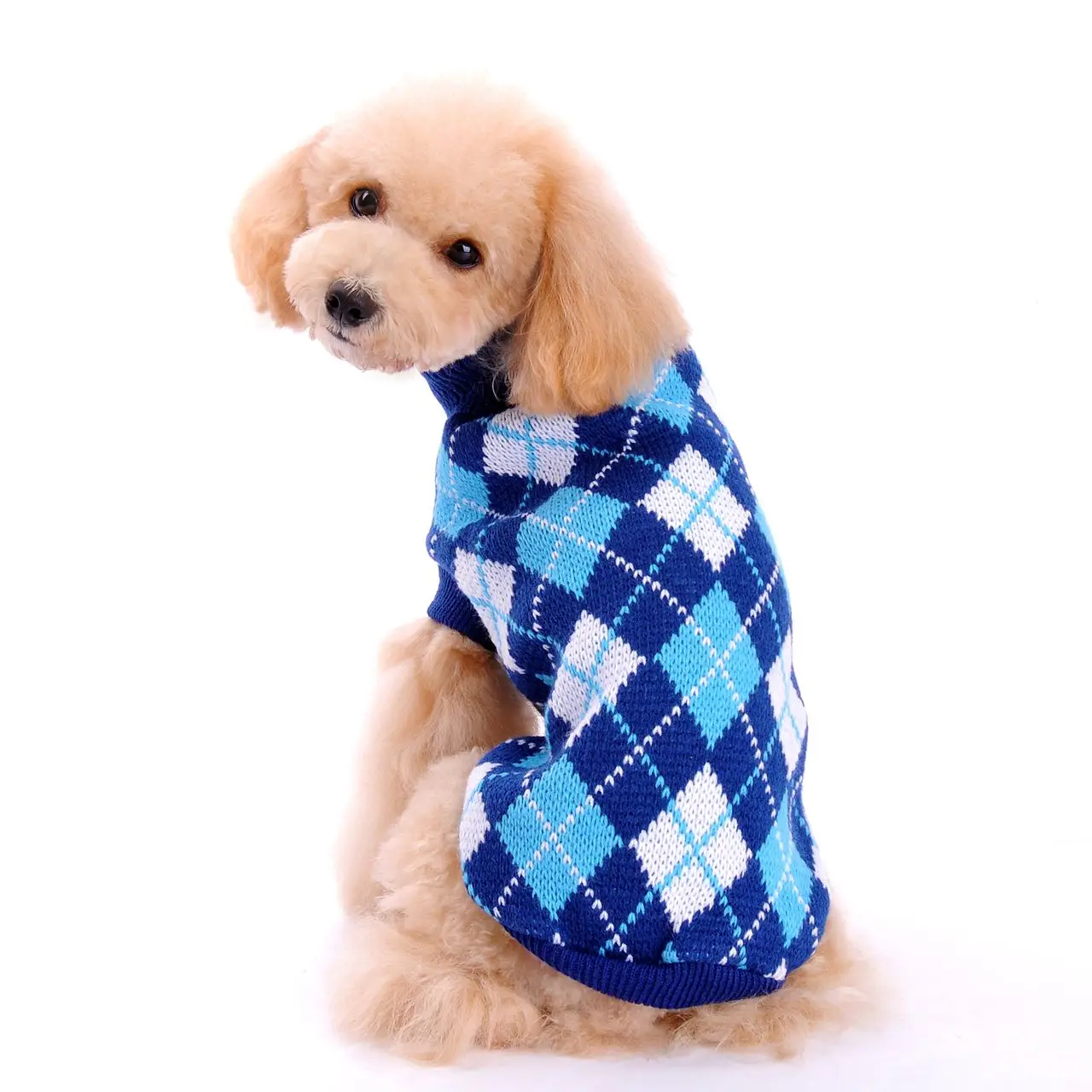 Dog Argyle Sweater Crochet Knitted for Doggie Puppy Cat Small ,Warm & Comfortable Dog Cold Weather Clothes