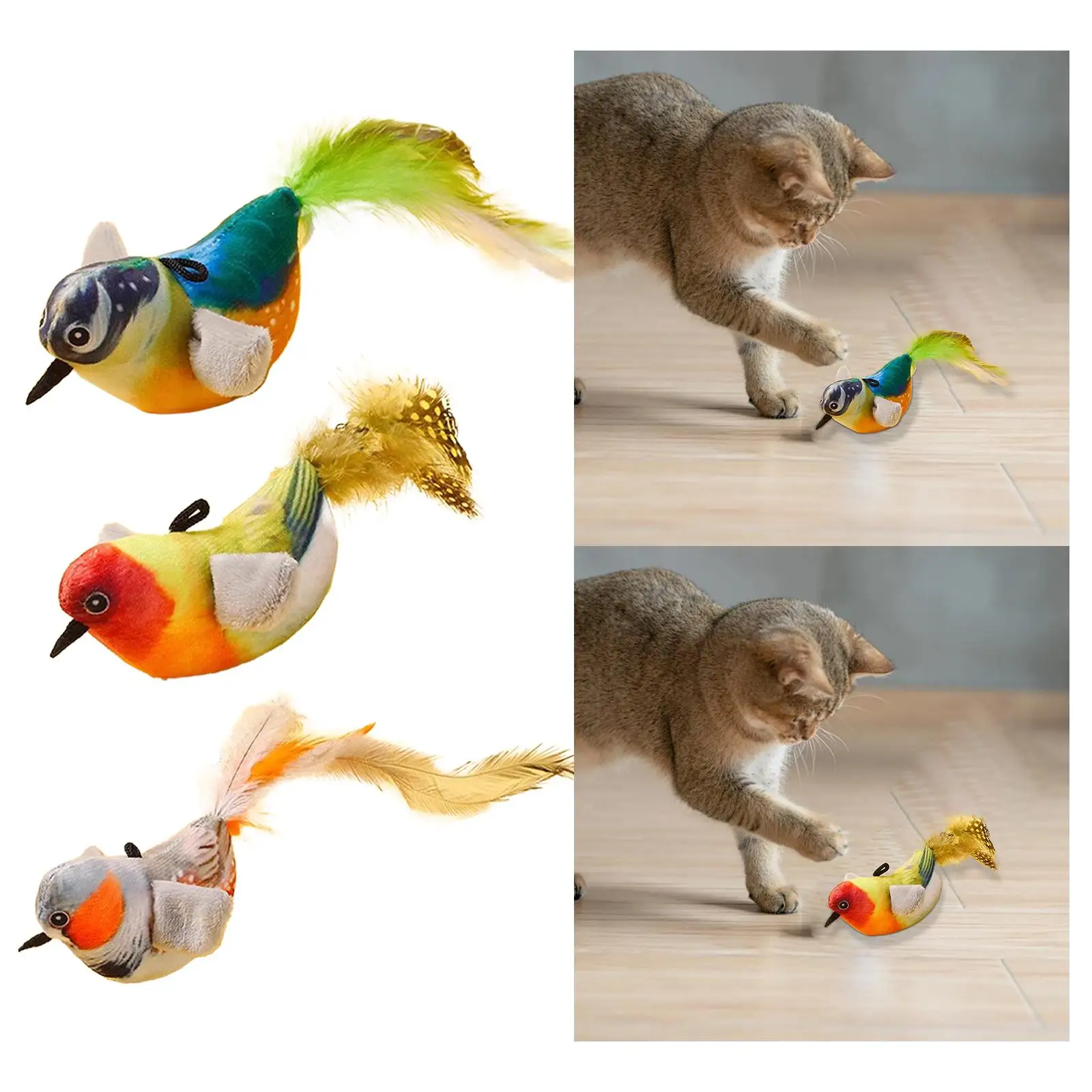 Interactive Cat Toy with Real Electronic Bird Sounds Cat Teaser Toy for Play Chase Small Animals Kitten Indoor Cats Accessories