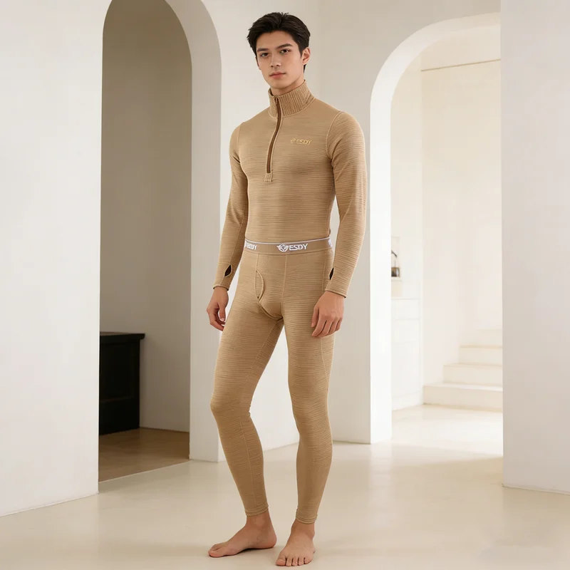 

New Winter Men's Thermal Underwear Warm Sports Long Johns High Quality Elasticity Cycling Fitness Underwear Set