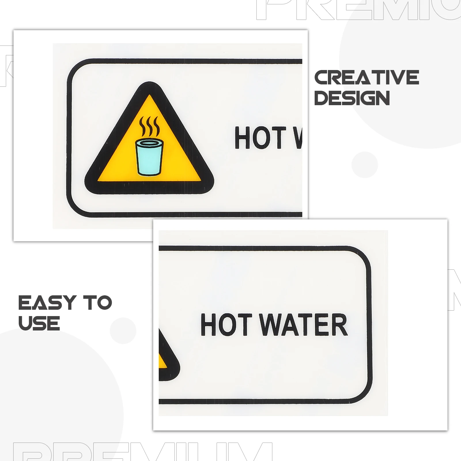 Hot Water Warning Labels Safety Sticker Caution Sign Decals Prompt Tag Reflective Office Practical Easy