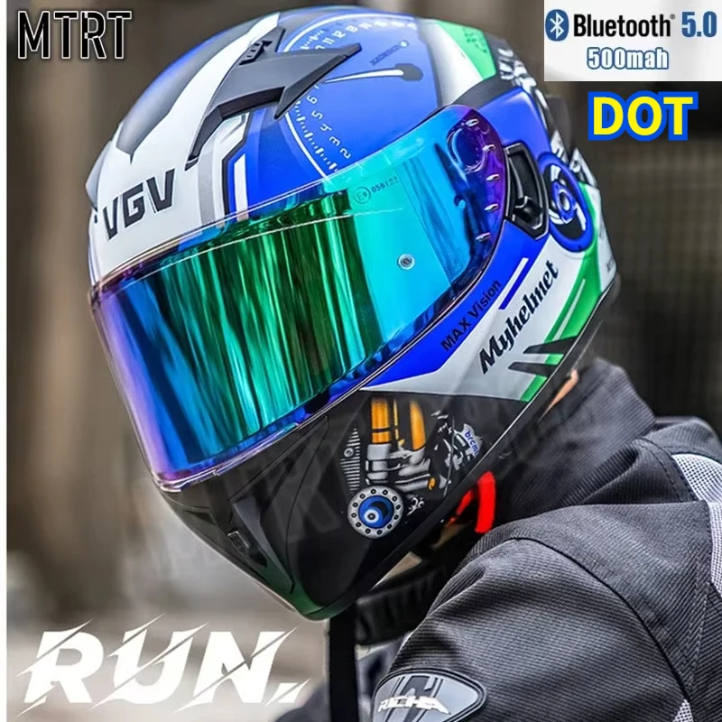 

VGV Motorcycle Bluetooth Helmets Crash Motorbike Helmet Men Women Motocross Double Visor DOT Approved Casco Capacete Casque