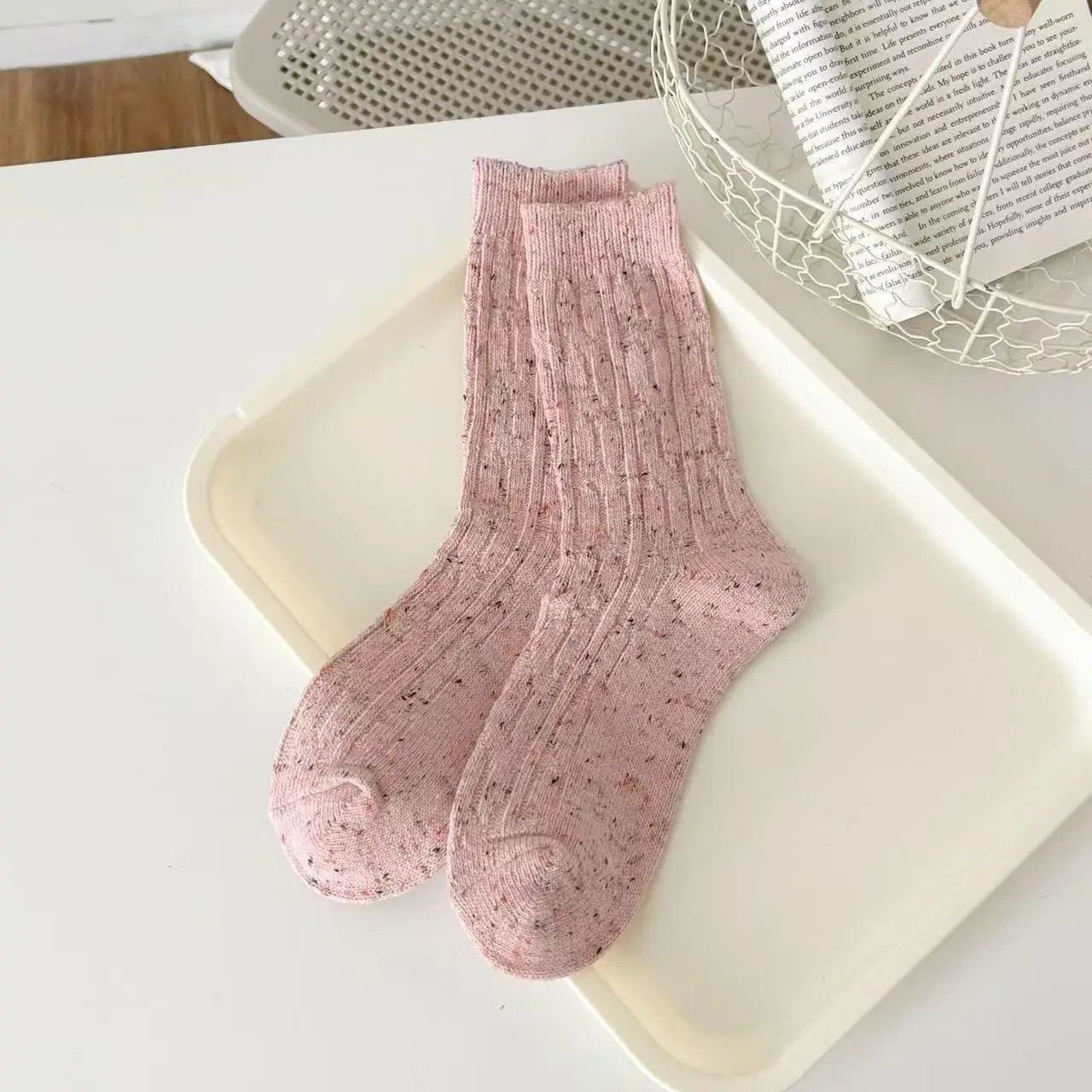 جوارب نسائية دافئة عصرية للشتاء والخريف لمنتصف الساق، جوارب قطيفة عصرية ومتعددة الاستخدامات لعيد الميلاد ورأس السنة الجديدة #6